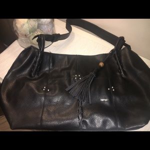 Kensie black faux leather boho with tassel